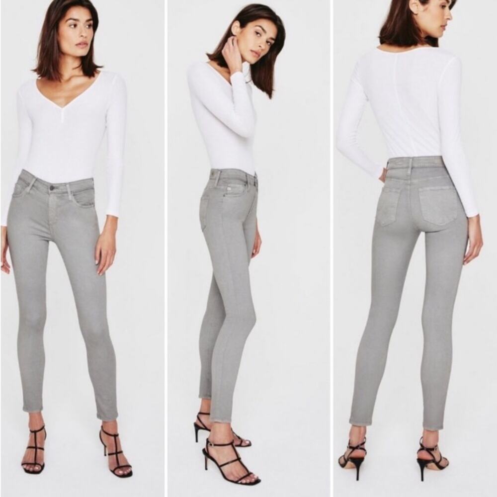 Ag Adriano Goldschmied Jeans Womens 32 Silver Metallic Skinny Stretch Sexy Pants